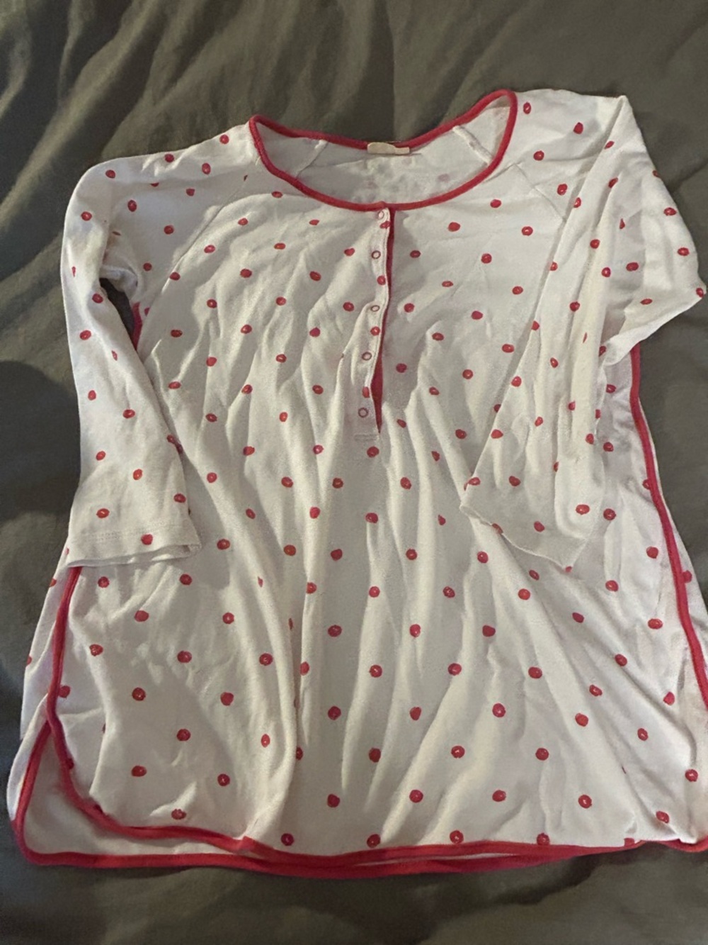 Lake White Pajama Set with Red Polka Dots nursing/maternity - Picture 2 of 3
